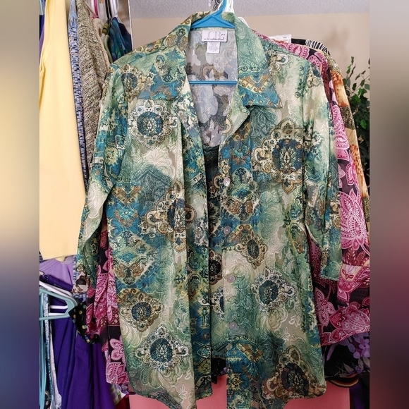 NEW BUTTON DOWN ONE PIECE SHIRT COORDINATE SET PLUS SIZE 1XL - Picture 5 of 5